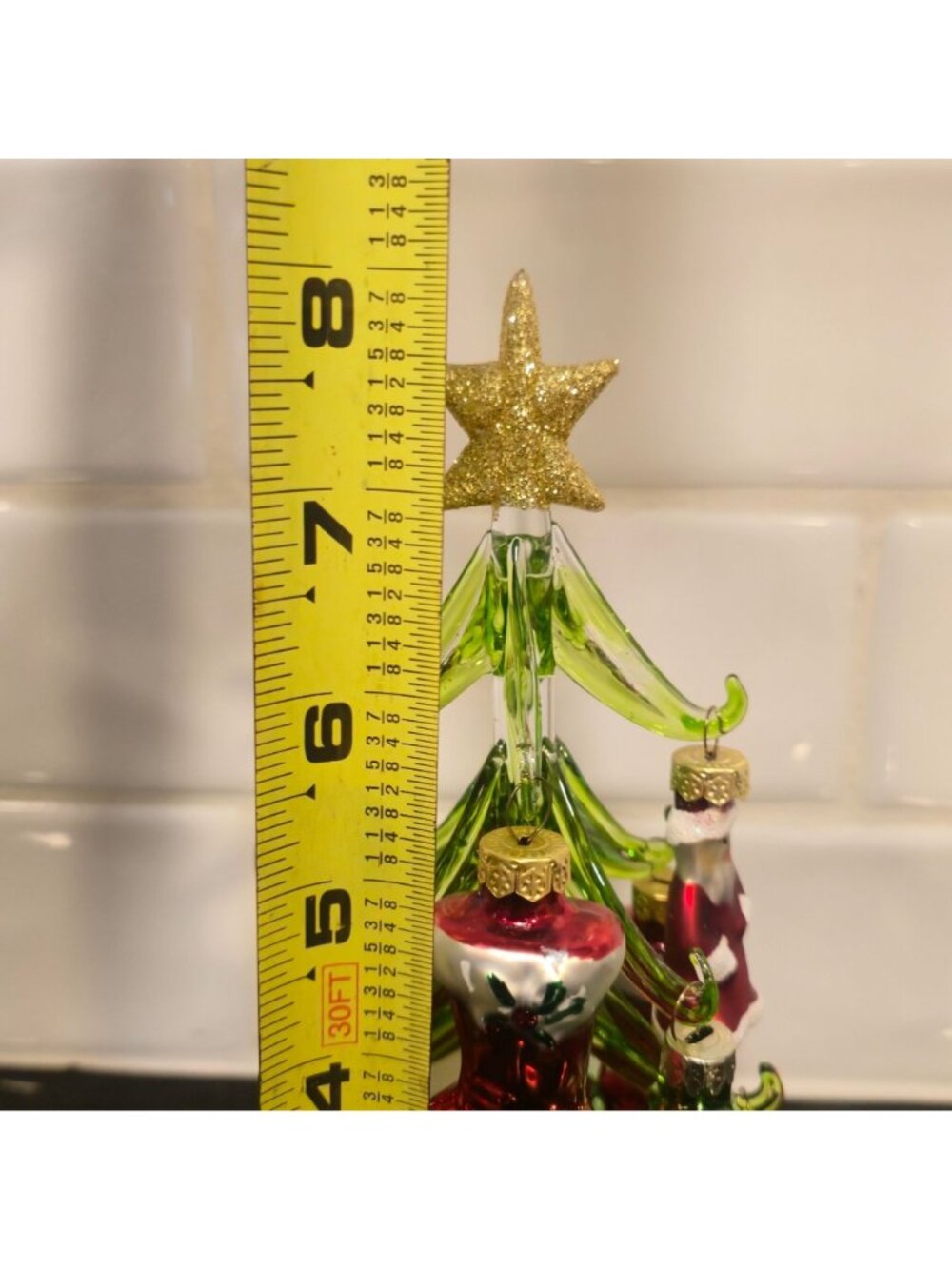 Vintage glass Christmas Tree with Mini mercury Ornaments Hand Blown snowman 8" - Picture 13 of 13